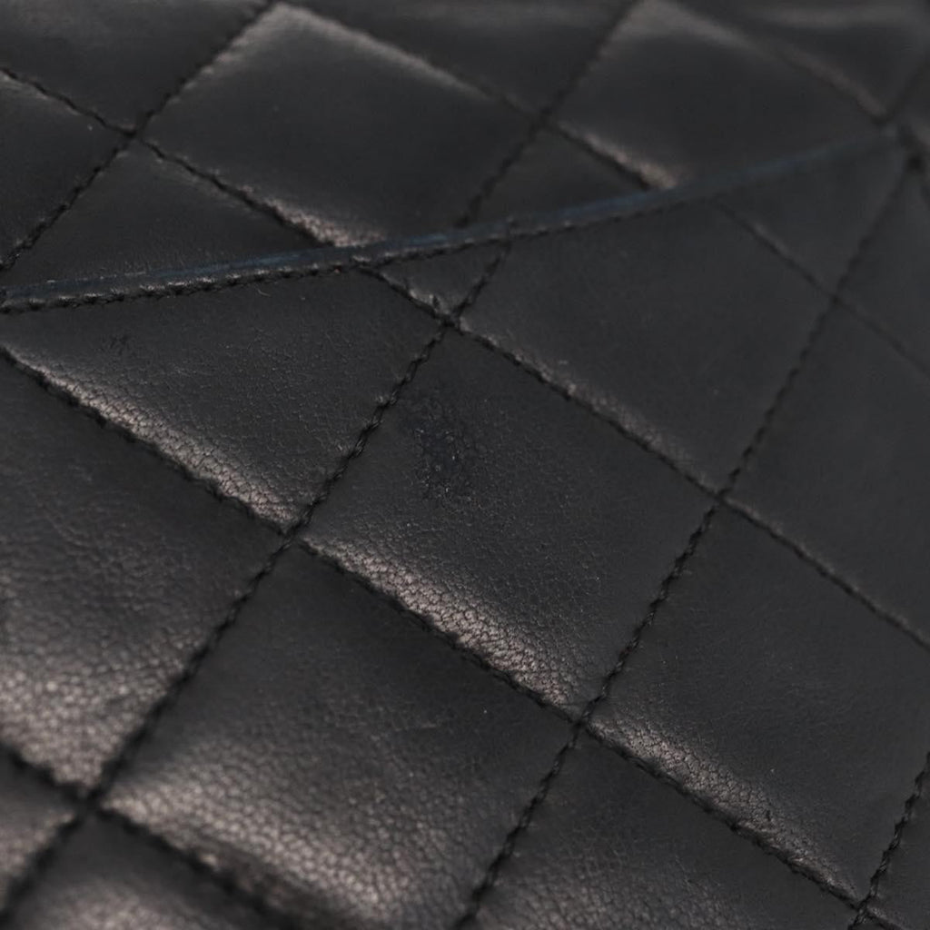 Chanel Vintage Two Tone Cc Flap Bag Quilted Lambskin Black Leather Shoulder Bag Bag (Pre-Owned)