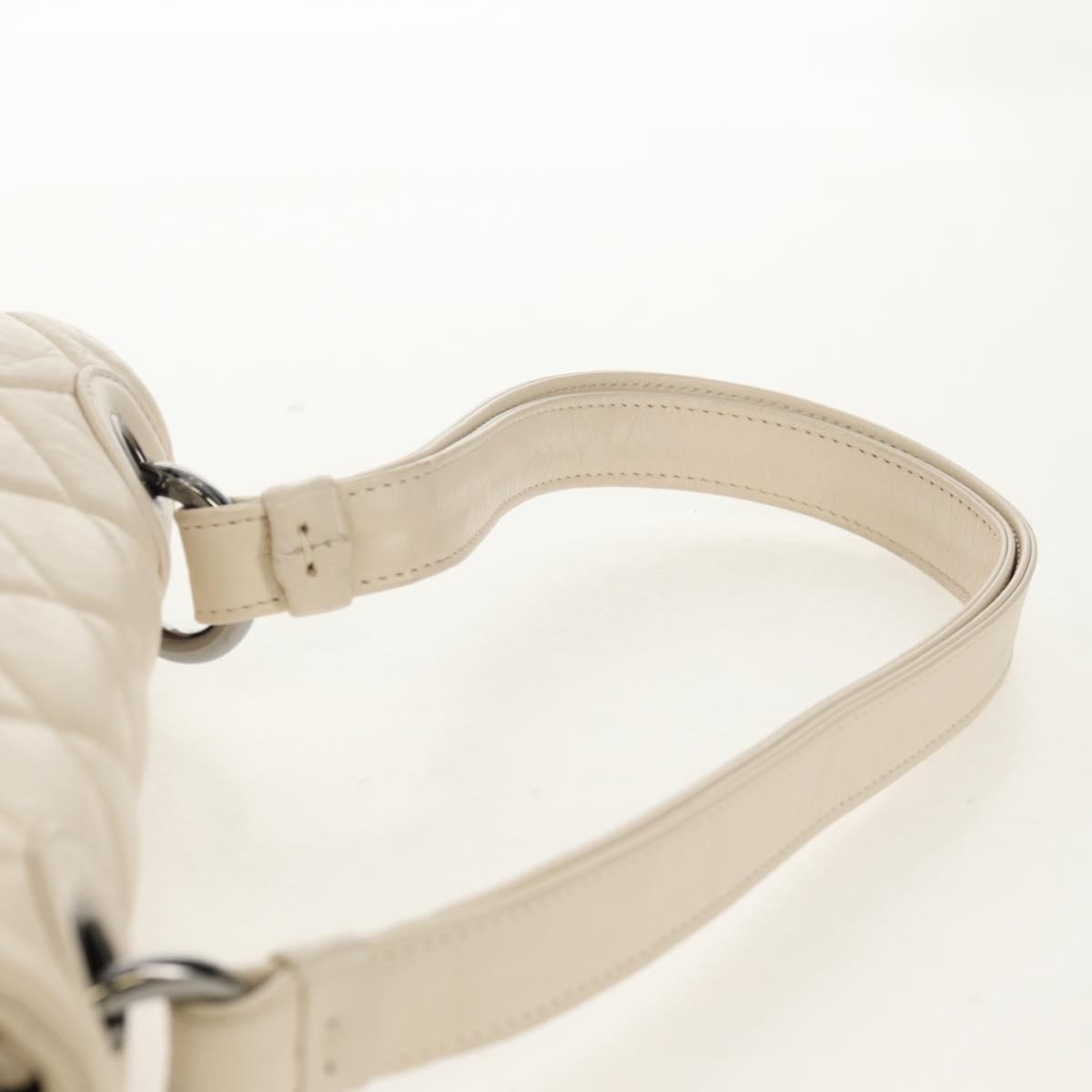 Chanel Padded Envelope Flap Bag Quilted Aged Calfskin White Leather Shoulder Bag Bag (Pre-Owned)