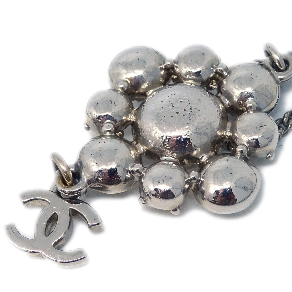 Chanel Cc Cluster Drop Pendant Necklace Metal With Crystals Silver Silver_Plated Necklace Jewelry (Pre-Owned)