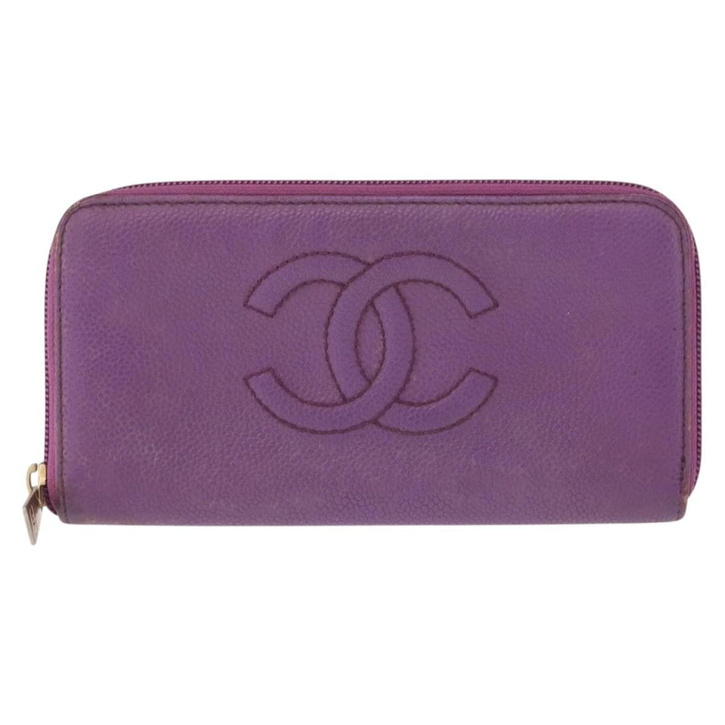 Chanel Timeless Cc Zipped Wallet Caviar Purple Leather Wallets Accessory (Pre-Owned)