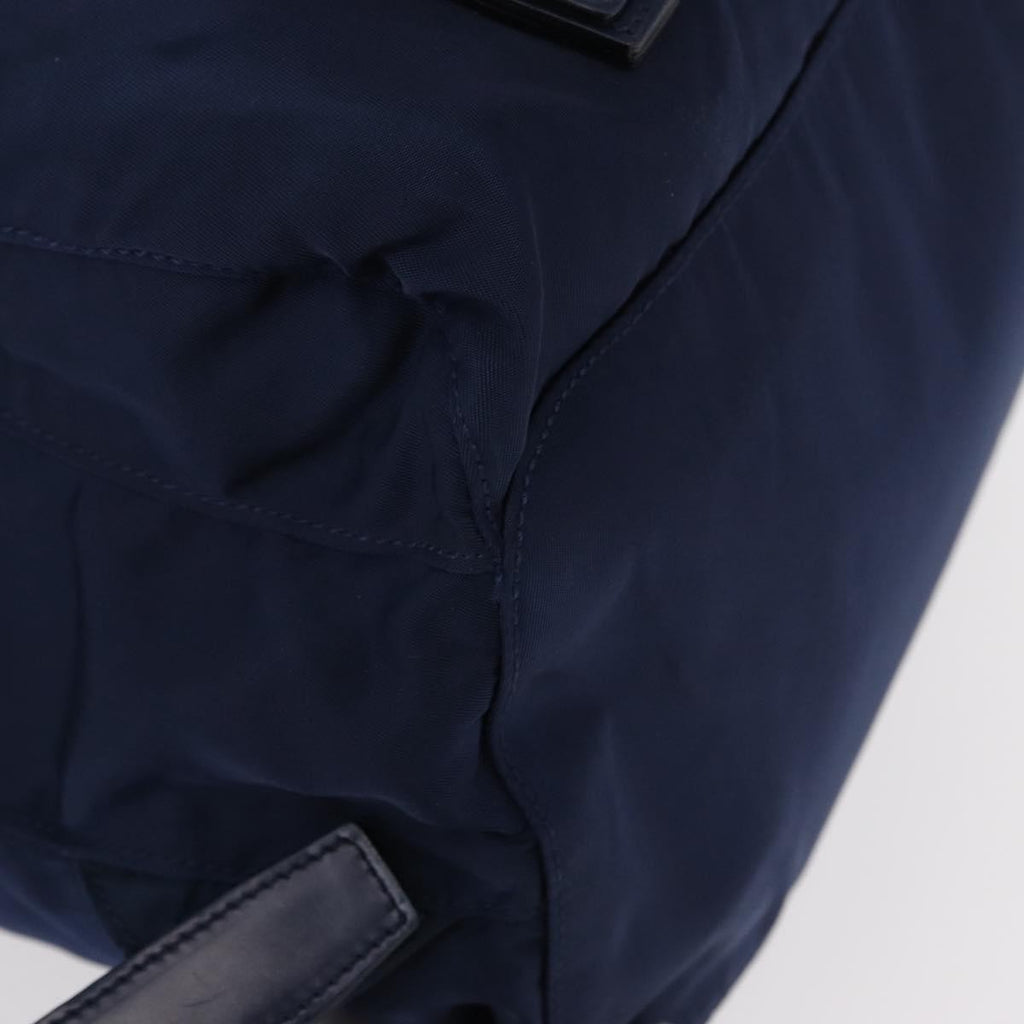 Prada Vela Double Front Pocket Backpack Tessuto With Saffiano Leather Blue Nylon Backpack Bag (Pre-Owned)