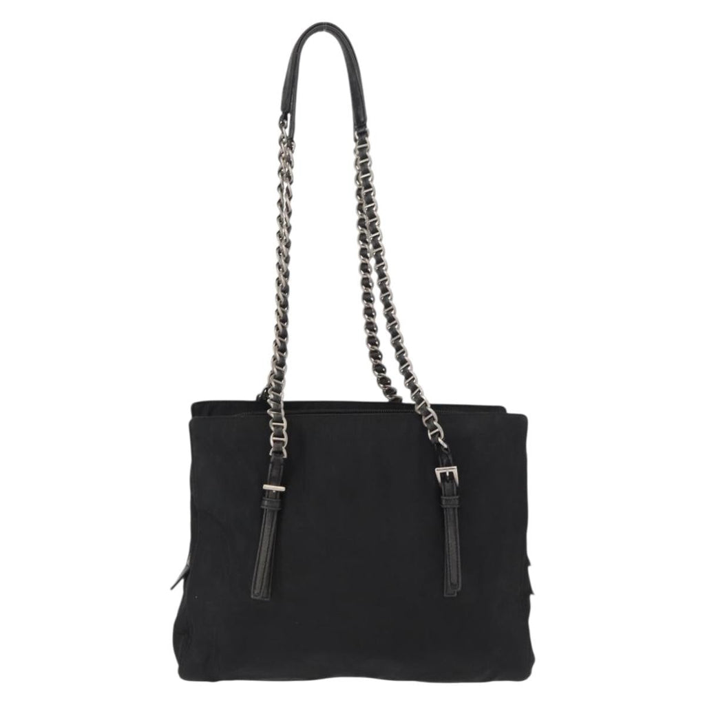 Prada Vintage Chain Shoulder Bag Tessuto Black Nylon Shoulder Bag Bag (Pre-Owned)