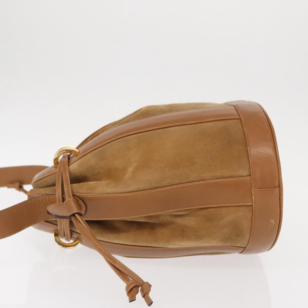 Salvatore Ferragamo Vintage Shoulder Bag Leather Beige Suede Shoulder Bag Bag (Pre-Owned)