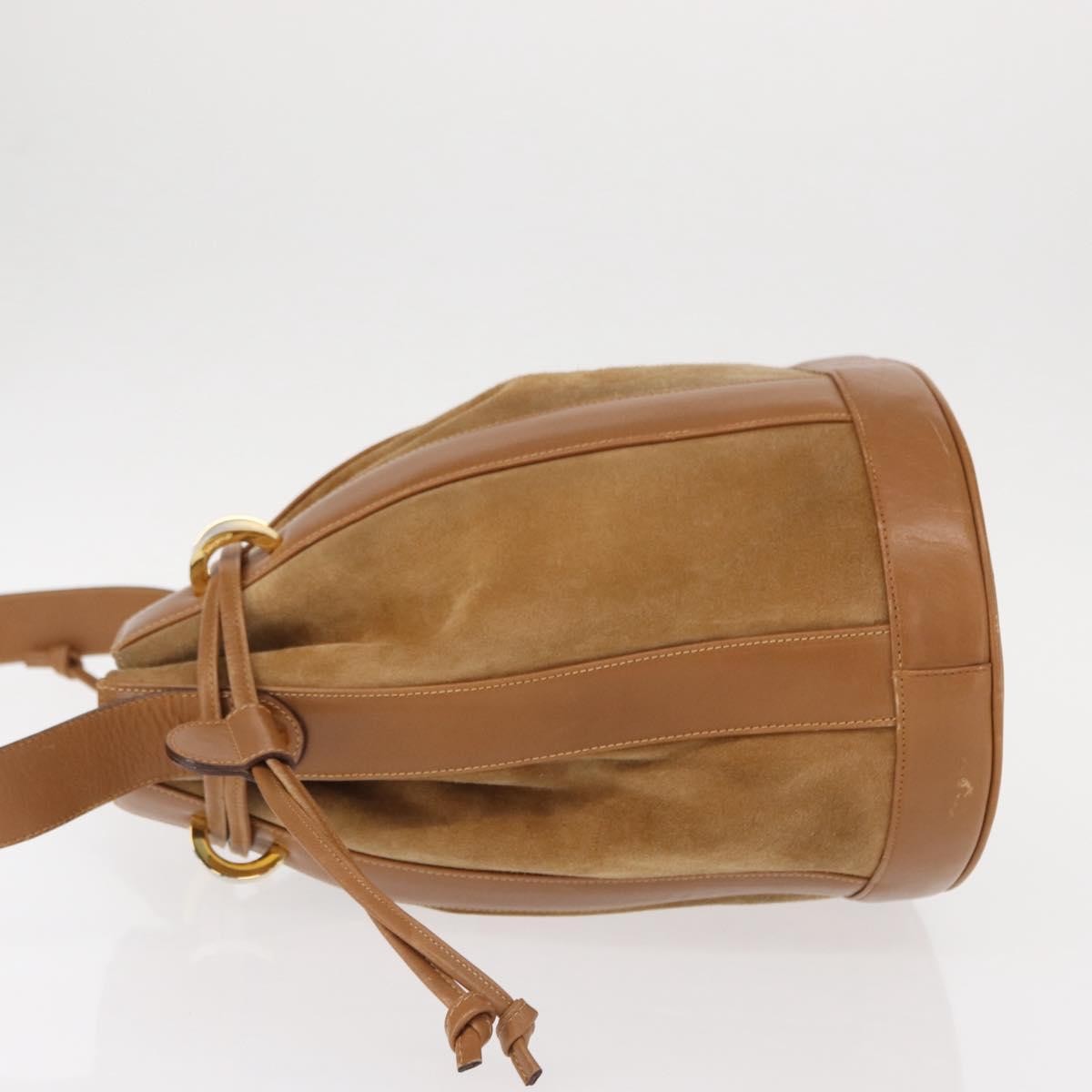 Salvatore Ferragamo Vintage Shoulder Bag Leather Beige Suede Shoulder Bag Bag (Pre-Owned)