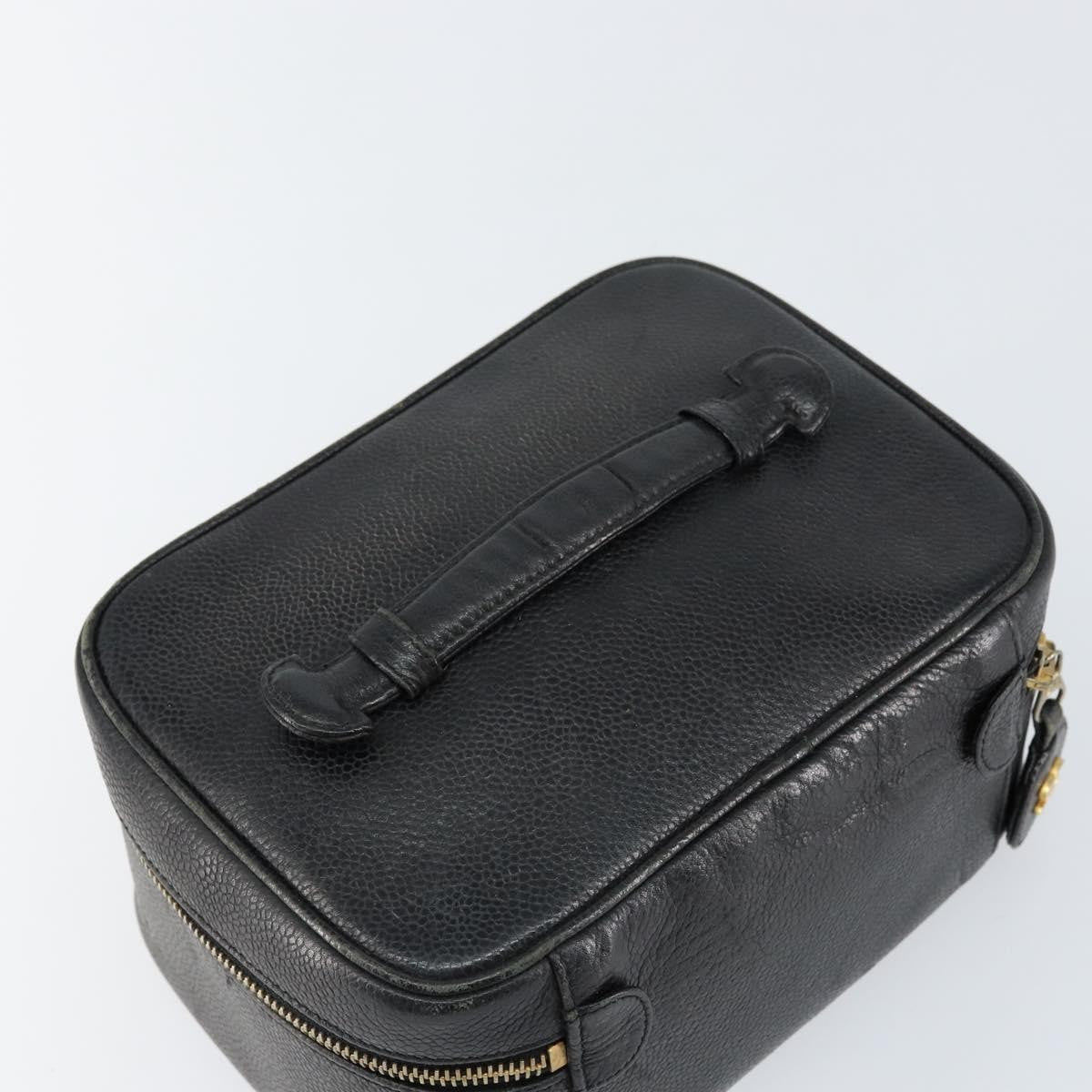 Chanel Vintage Cosmetic Case Leather Black Leather Clutche & Pouche Bag (Pre-Owned)