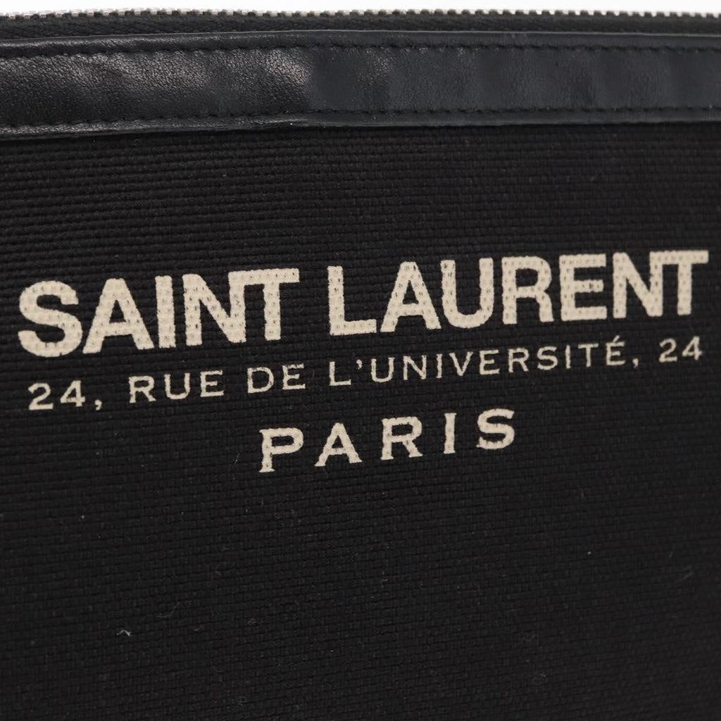 Saint Laurent Beach Zip Pouch Canvas Khaki Canvas Clutche & Pouche Bag (Pre-Owned)