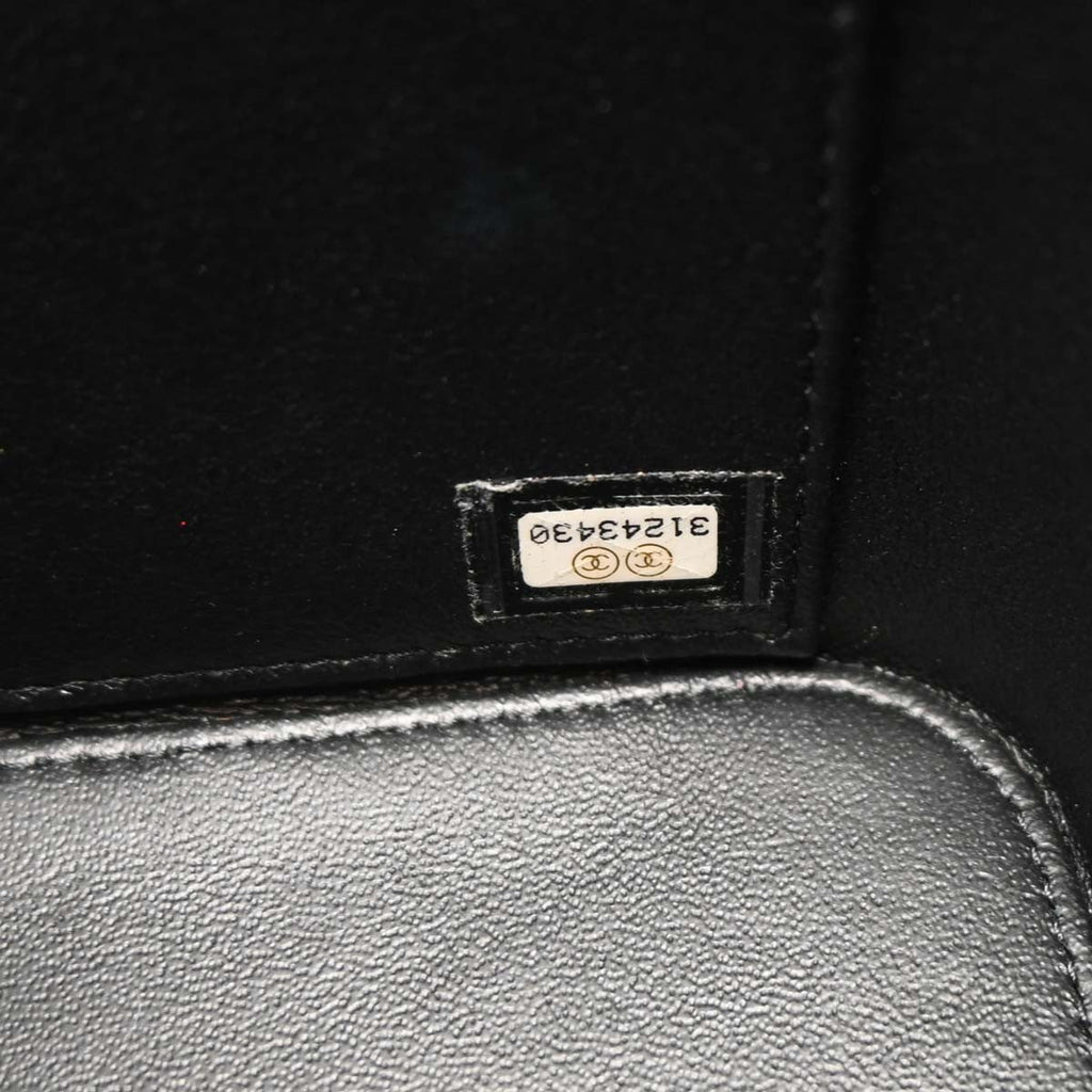 Chanel Cc Top Handle Vanity Case With Chain Quilted Caviar Black Leather Handbag (Pre-Owned)