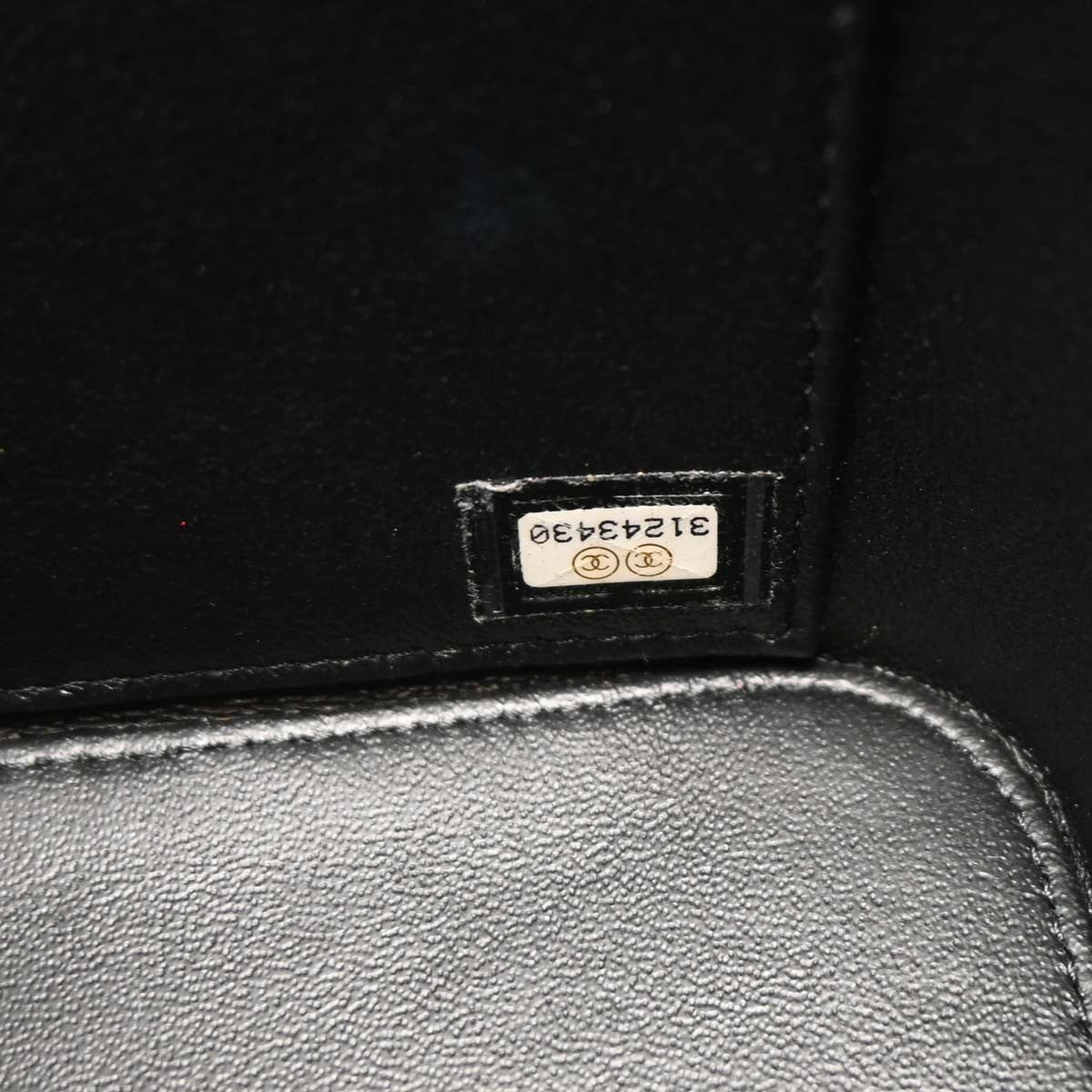 Chanel Cc Top Handle Vanity Case With Chain Quilted Caviar Black Leather Handbag (Pre-Owned)