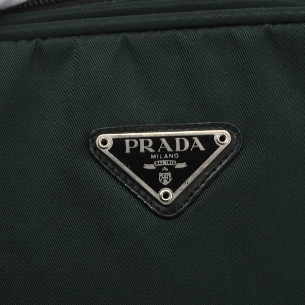 Prada Bowling Shoulder Bag Tessuto Green Nylon Handbag (Pre-Owned)
