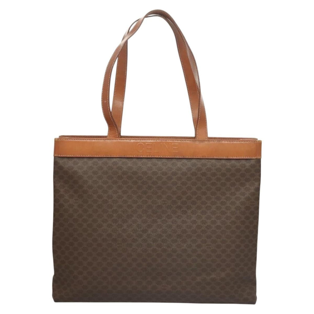 Celine Vintage Macadam Tote Bag Canvas Brown Canvas Tote Bag Bag (Pre-Owned)