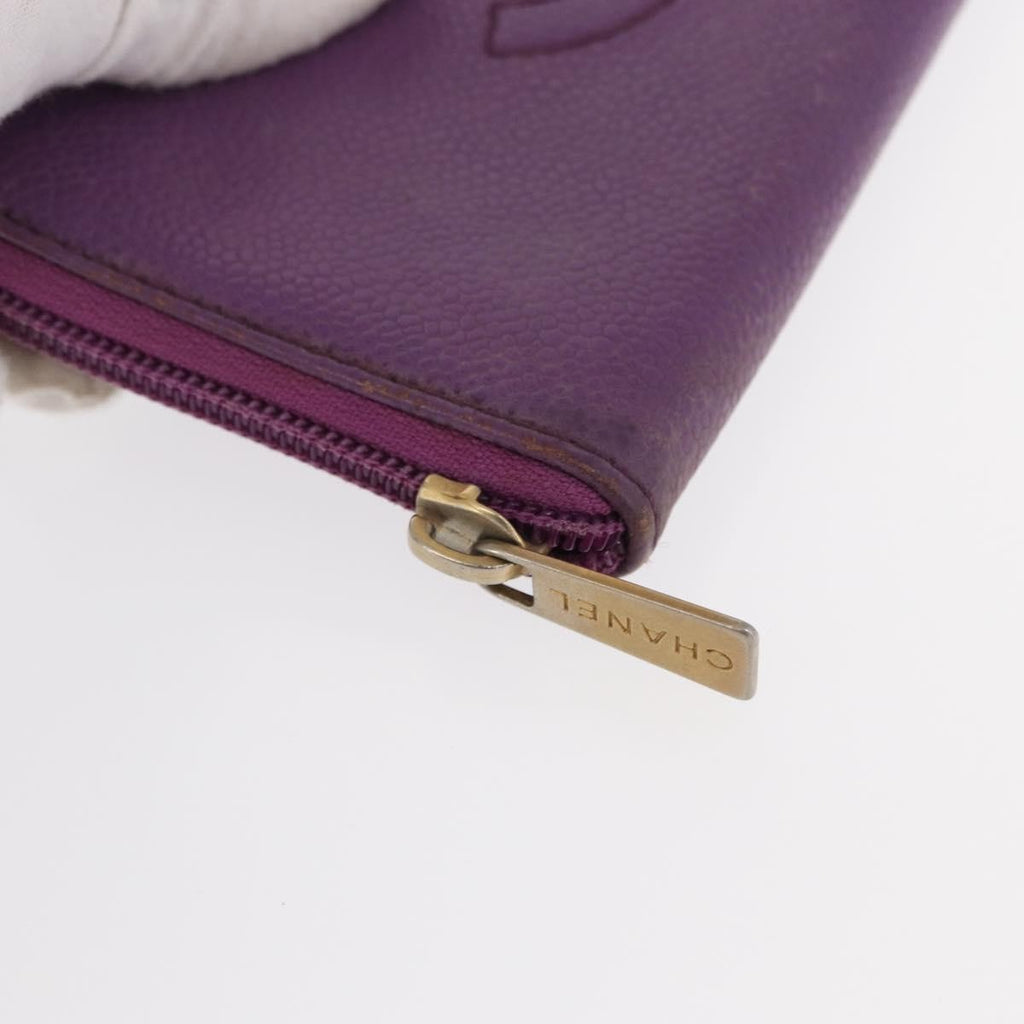 Chanel Timeless Cc Zipped Wallet Caviar Purple Leather Wallets Accessory (Pre-Owned)