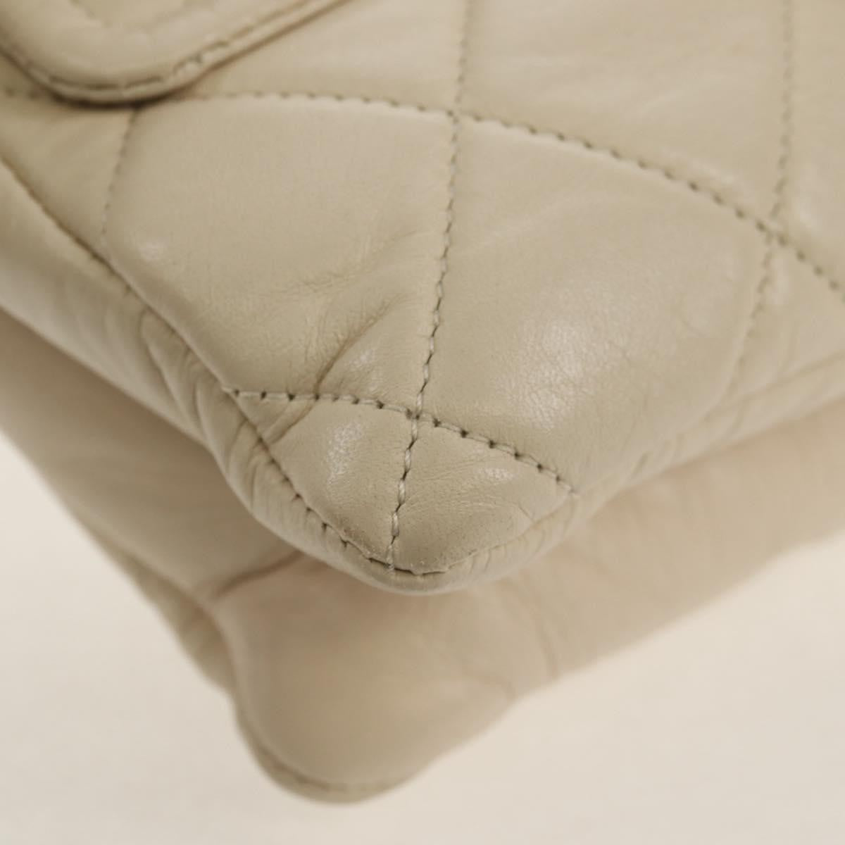 Chanel Padded Envelope Flap Bag Quilted Aged Calfskin White Leather Shoulder Bag Bag (Pre-Owned)