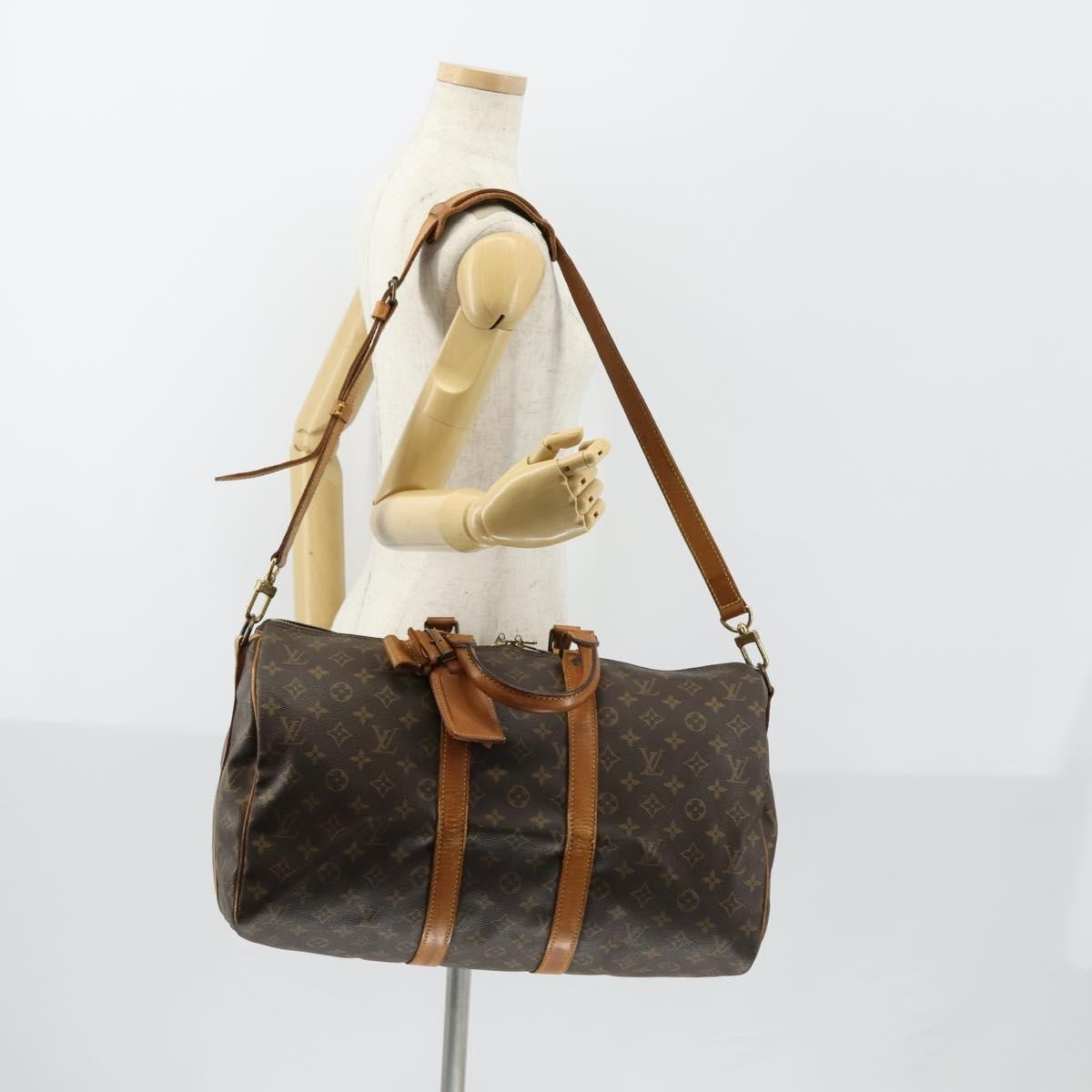 Louis Vuitton Keepall Bandouliere Bag Monogram Canvas Brown Canvas Travel Bag Bag (Pre-Owned)