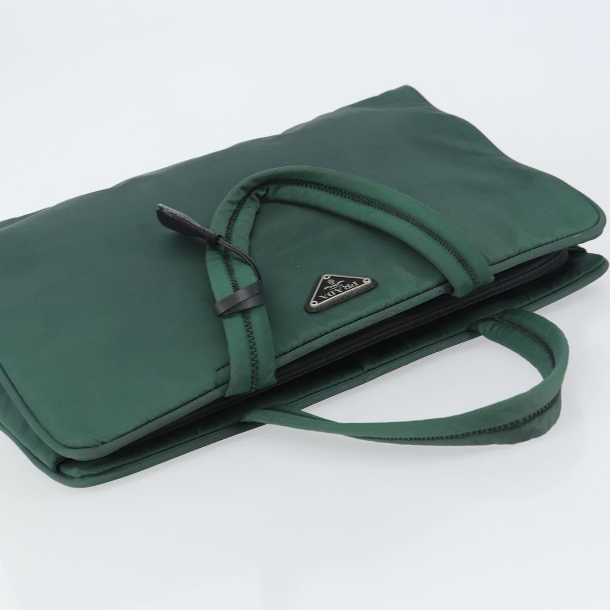 Prada Vintage Handbag Tessuto Khaki Nylon Handbag (Pre-Owned)