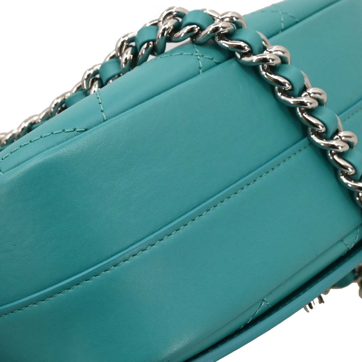 Chanel Ring My Bag Top Handle Bag Stitched Calfskin Green Leather Handbag (Pre-Owned)