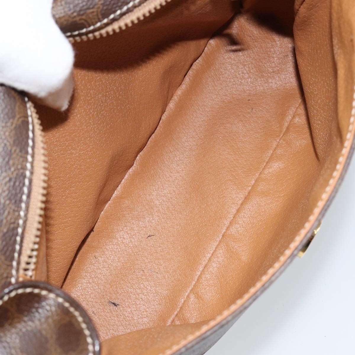 Celine Vintage Macadam Circle Logo Shoulder Bag Canvas And Leather Brown Canvas Shoulder Bag Bag (Pre-Owned)