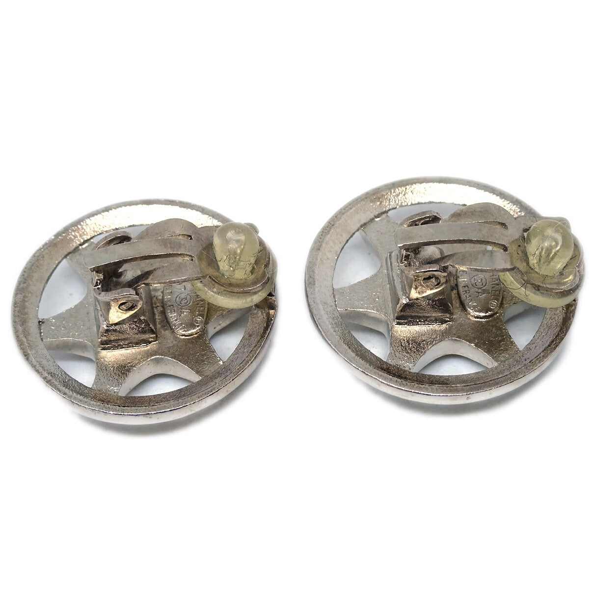 Chanel Cc Round Earrings Metal Silver Silver_Plated Earrings Jewelry (Pre-Owned)