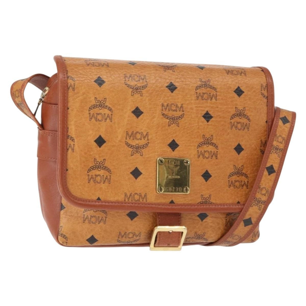 MCM Visetos Shoulder Bag Canvas And Leather Brown Canvas Shoulder Bag Bag (Pre-Owned)