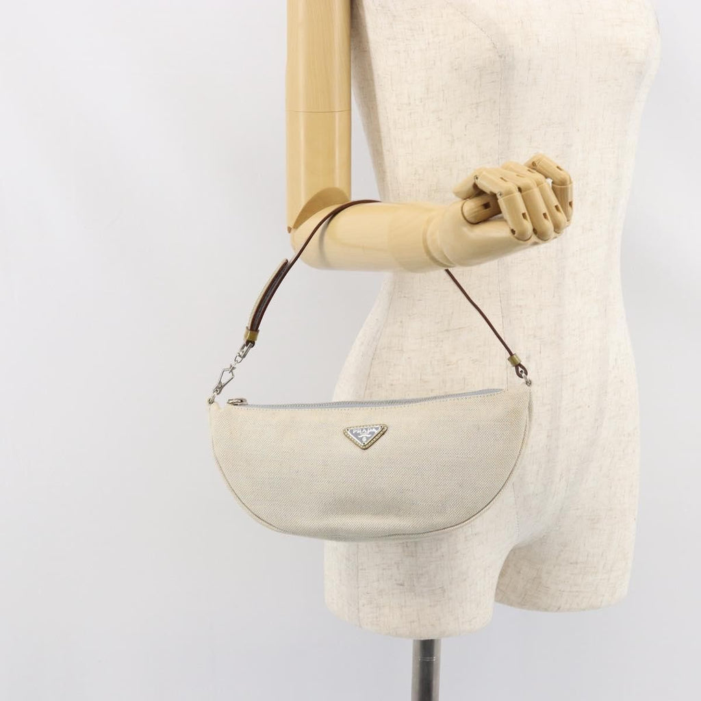 Prada Vintage Pouch Canvas Gray Canvas Clutche & Pouche Bag (Pre-Owned)