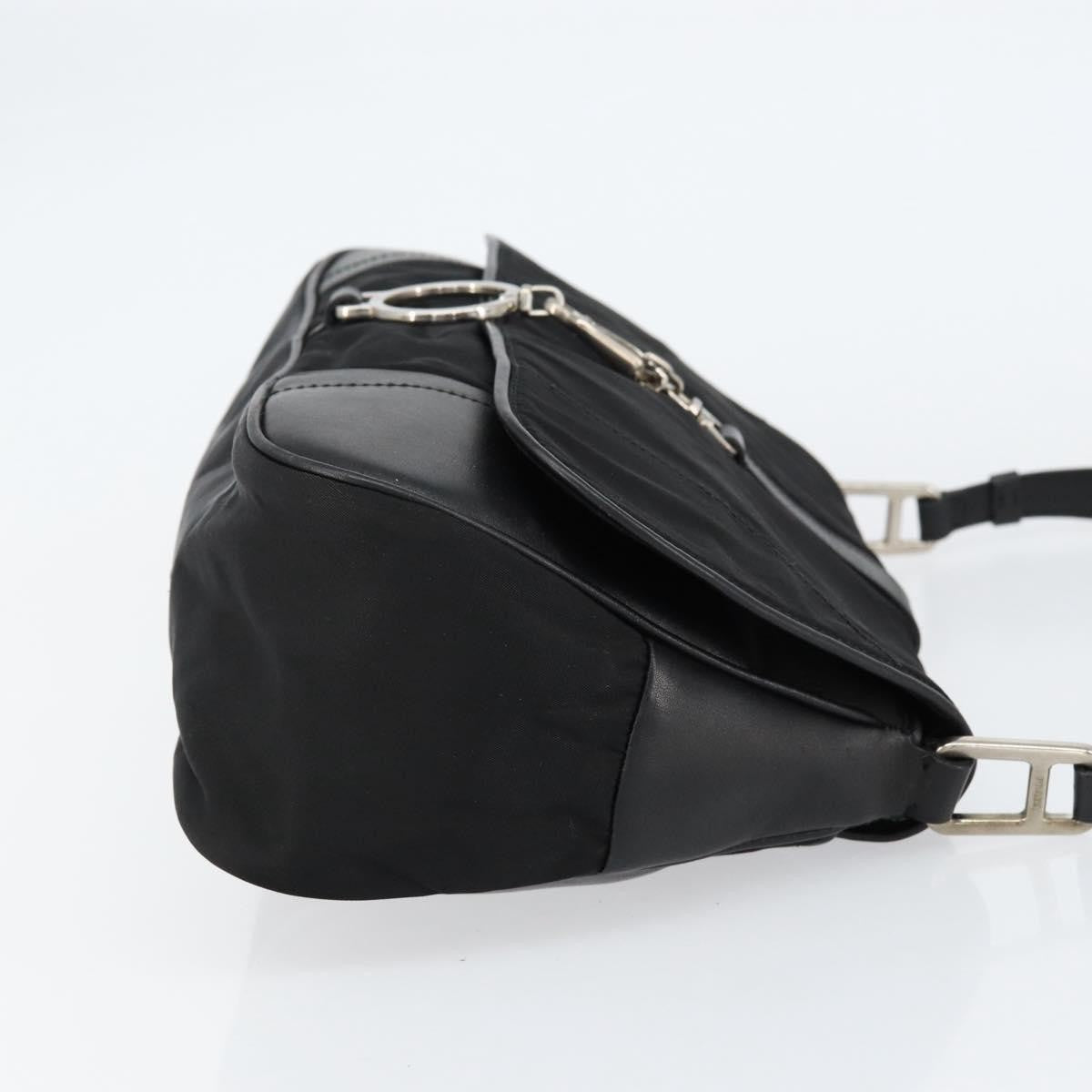 Prada Vintage Shoulder Bag Leather Black Leather Shoulder Bag Bag (Pre-Owned)