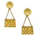 Chanel 31 Rue Cambon Flap Bag Clip-On Earrings Metal Gold Gold_Plated Earrings Jewelry (Pre-Owned)