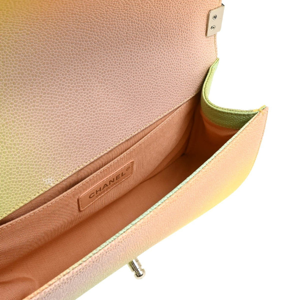 Chanel Rainbow Boy Flap Bag Quilted Painted Caviar Multicolour Leather Shoulder Bag Bag (Pre-Owned)