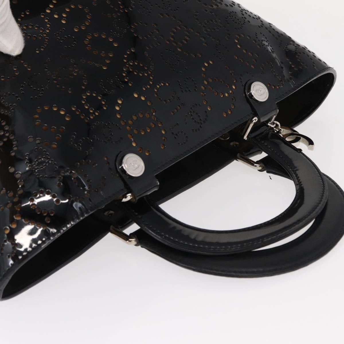 Chanel Cc No.5 Shopping Tote Perforated Patent Black Patent_Leather Tote Bag Bag (Pre-Owned)