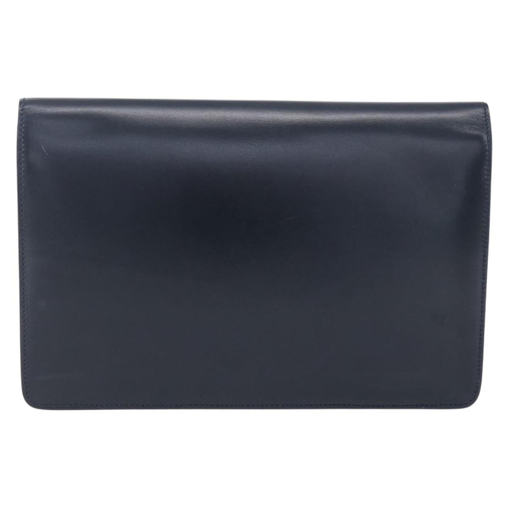 Celine Clutch Bag Leather Navy Leather Clutche & Pouche Bag (Pre-Owned)
