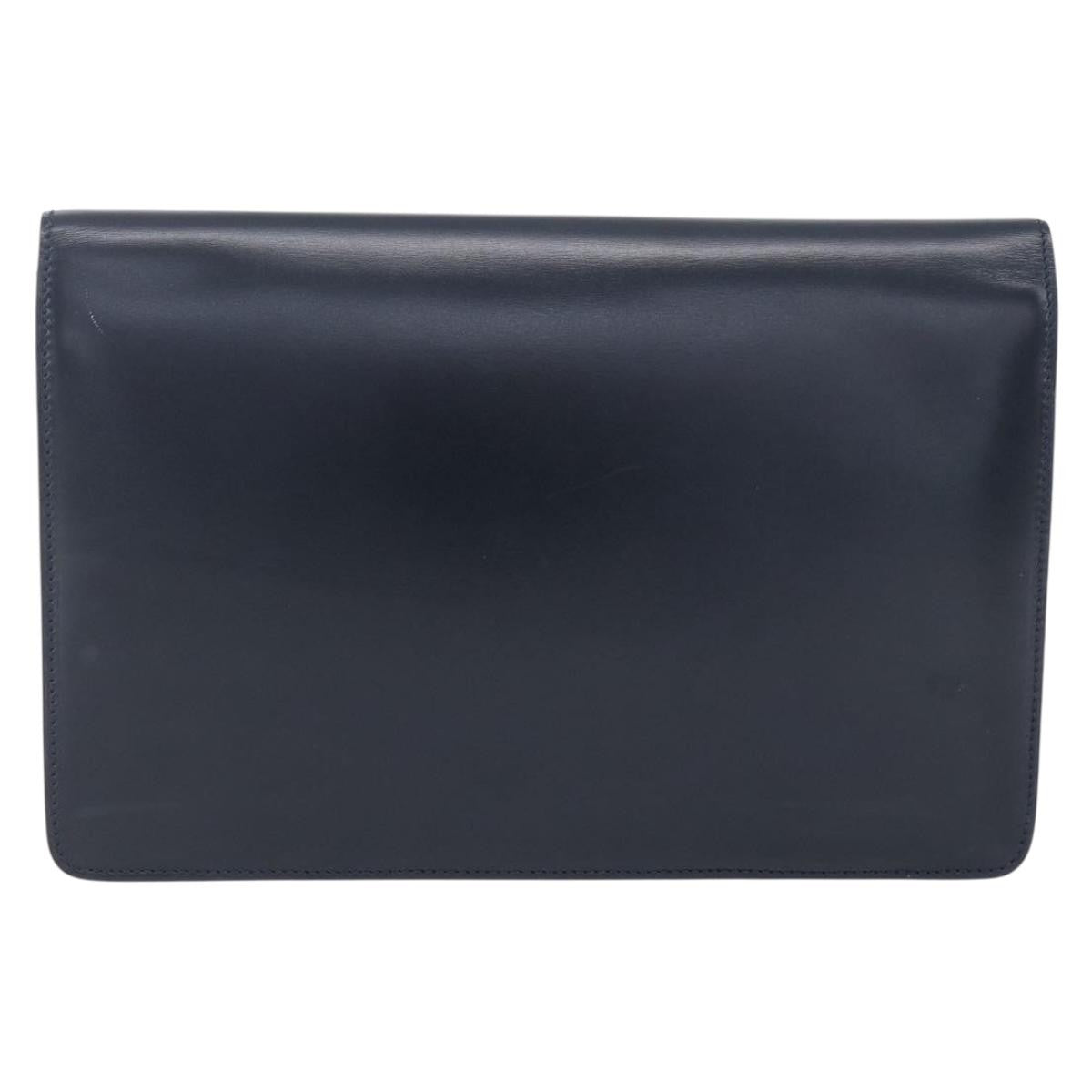 Celine Clutch Bag Leather Navy Leather Clutche & Pouche Bag (Pre-Owned)