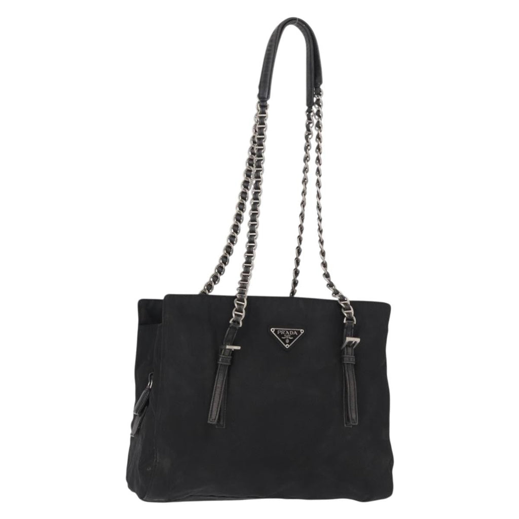 Prada Vintage Chain Shoulder Bag Tessuto Black Nylon Shoulder Bag Bag (Pre-Owned)