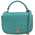 Chanel Ring My Bag Top Handle Bag Stitched Calfskin Green Leather Handbag (Pre-Owned)