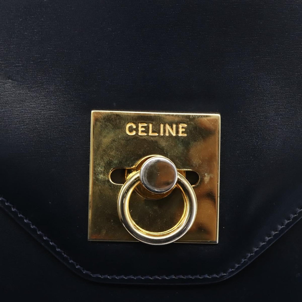 Celine Clutch Bag Leather Navy Leather Clutche & Pouche Bag (Pre-Owned)