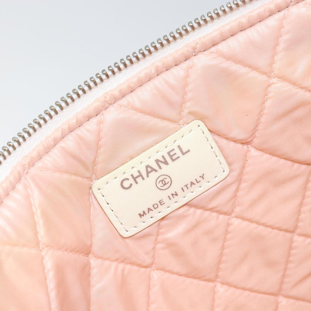 Chanel Coco Cuba Pouch Printed Quilted Canvas White Canvas Clutche & Pouche Bag (Pre-Owned)