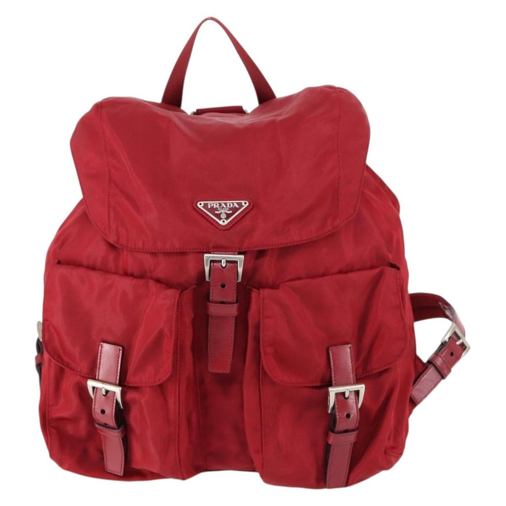 Prada Double Front Pocket Backpack Tessuto Red Nylon Backpack Bag (Pre-Owned)