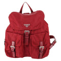 Prada Double Front Pocket Backpack Tessuto Red Nylon Backpack Bag (Pre-Owned)