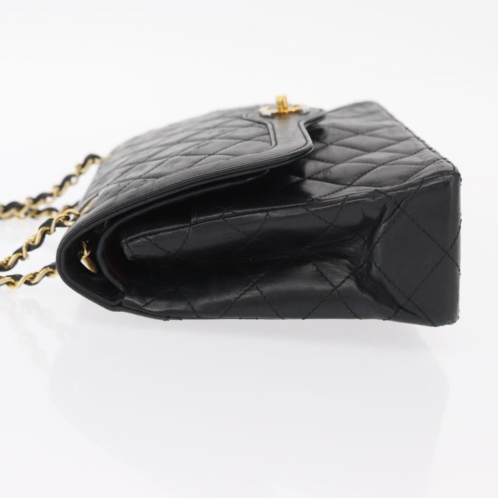 Chanel Vintage Two Tone Cc Flap Bag Quilted Lambskin Black Leather Shoulder Bag Bag (Pre-Owned)