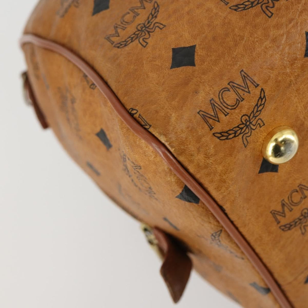 MCM Visetos Logogramme Handbag Canvas And Leather Brown Canvas Travel Bag Bag (Pre-Owned)