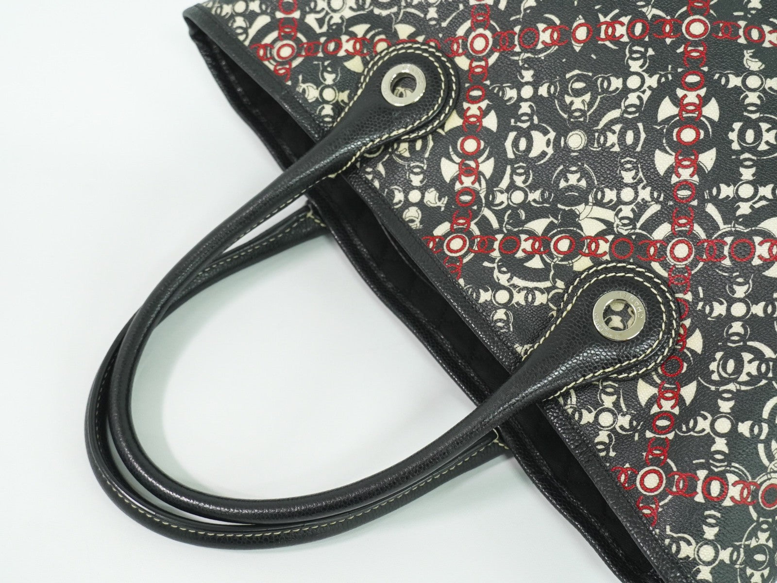 Chanel Optic Coco Tote Printed Coated Canvas With Caviar Multicolour Canvas Tote Bag Bag (Pre-Owned)