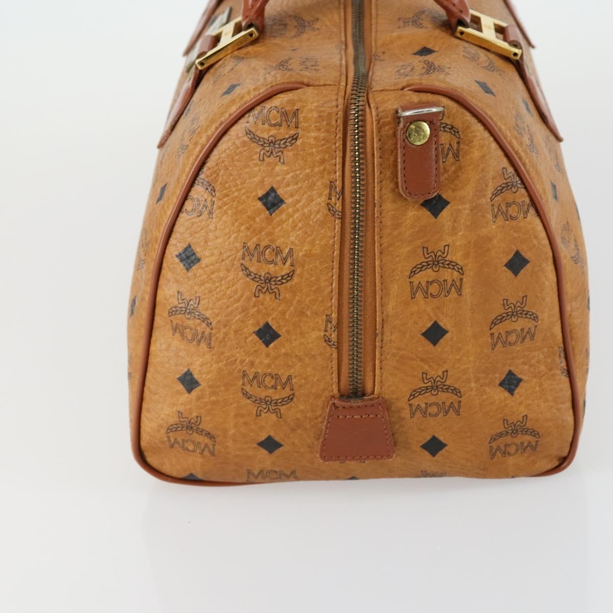 MCM Visetos Logogramme Handbag Canvas And Leather Brown Canvas Travel Bag Bag (Pre-Owned)