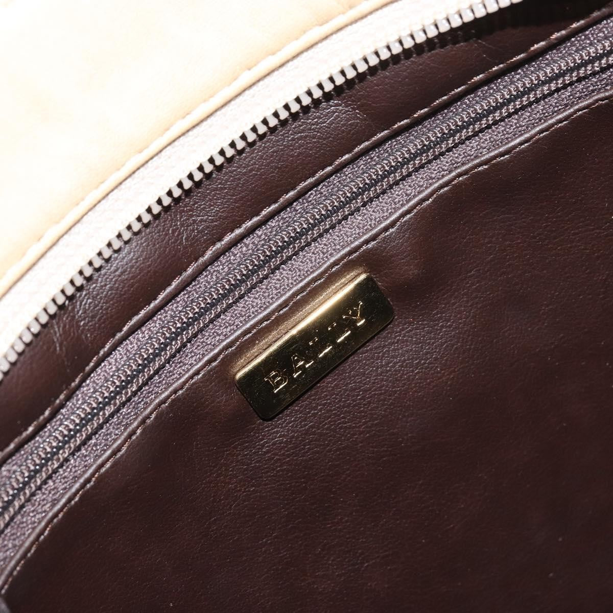 Bally Vintage Chain Shoulder Bag Quilted Leather Beige Leather Shoulder Bag Bag (Pre-Owned)