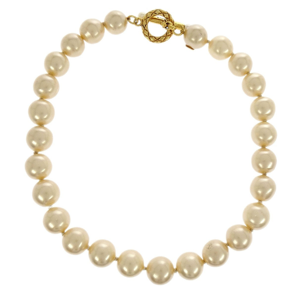 Chanel Chain Around Pearl Necklace Metal With Faux Pearls Gold Metal Bracelet Jewelry (Pre-Owned)
