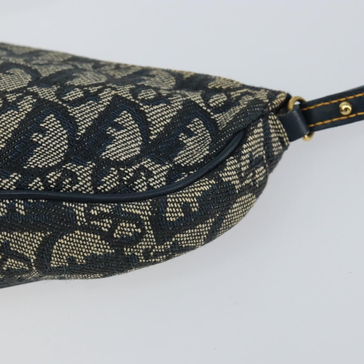 Christian Dior Vintage Saddle Bag Diorissimo Canvas Navy Canvas Clutche & Pouche Bag (Pre-Owned)
