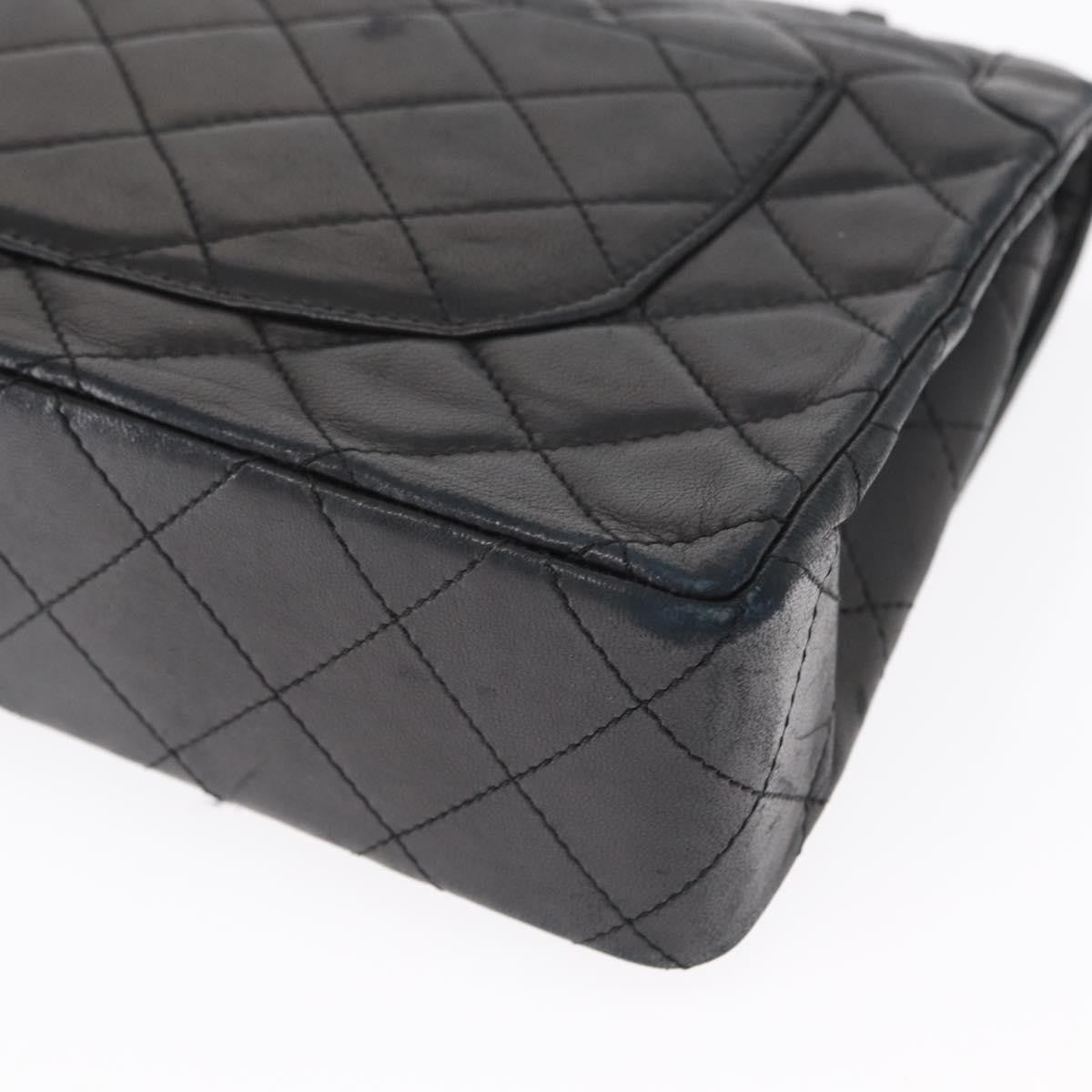 Chanel Vintage Two Tone Cc Flap Bag Quilted Lambskin Black Leather Shoulder Bag Bag (Pre-Owned)
