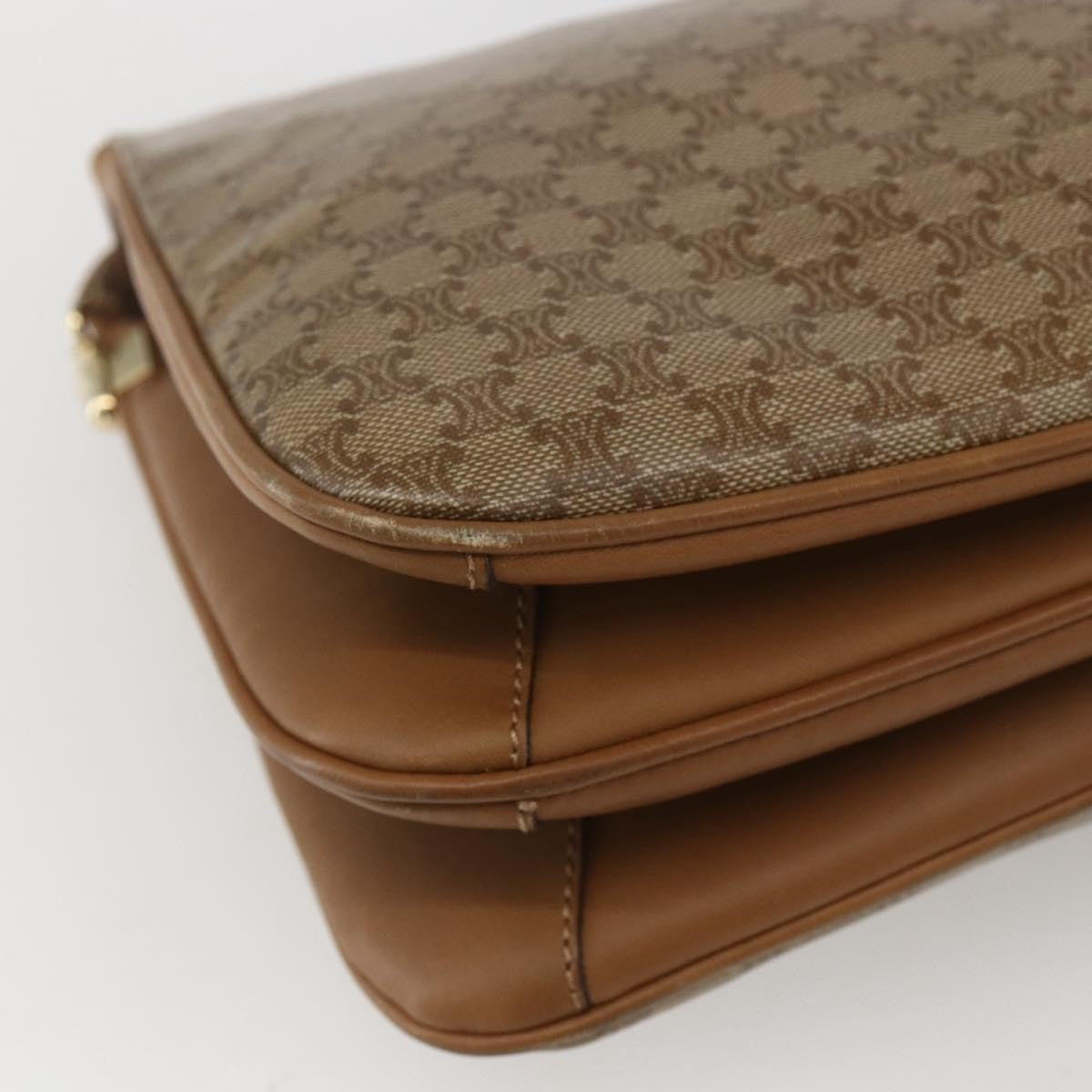 Celine Vintage Macadam Shoulder Bag Canvas And Leather Beige Canvas Shoulder Bag Bag (Pre-Owned)