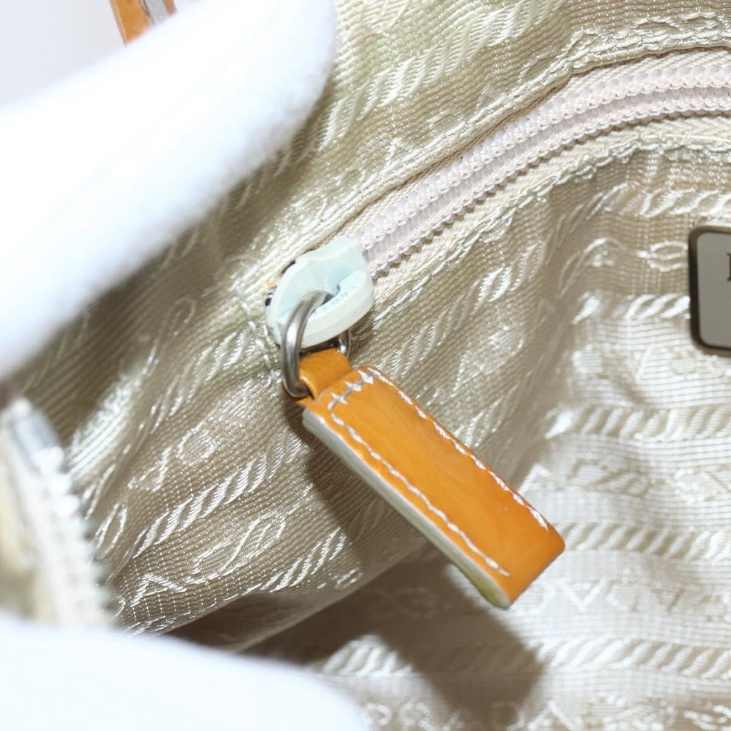 Prada Vintage Handbag Tessuto Beige Nylon Handbag (Pre-Owned)