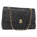 Chanel Vintage Two Tone Cc Flap Bag Quilted Lambskin Black Leather Shoulder Bag Bag (Pre-Owned)