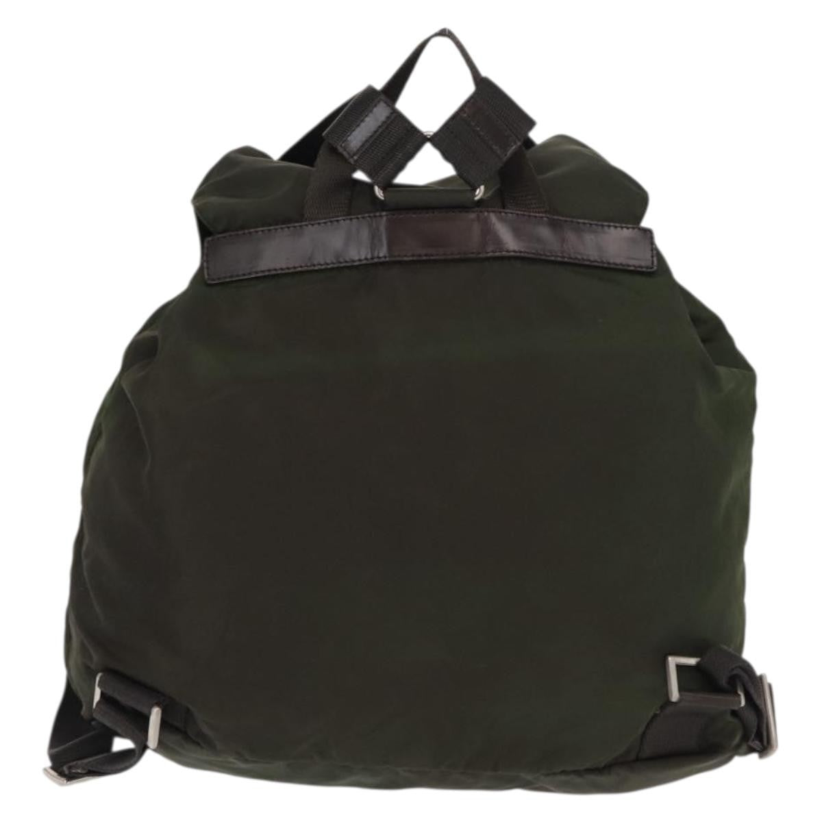 Prada Double Front Pocket Backpack Tessuto Khaki Nylon Backpack Bag (Pre-Owned)