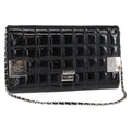 Chanel Chocolate Bar Chain Clutch Quilted Patent Black Patent_Leather Clutche & Pouche Bag (Pre-Owned)
