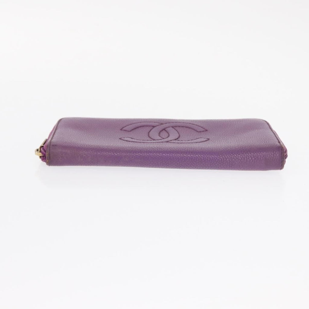 Chanel Timeless Cc Zipped Wallet Caviar Purple Leather Wallets Accessory (Pre-Owned)