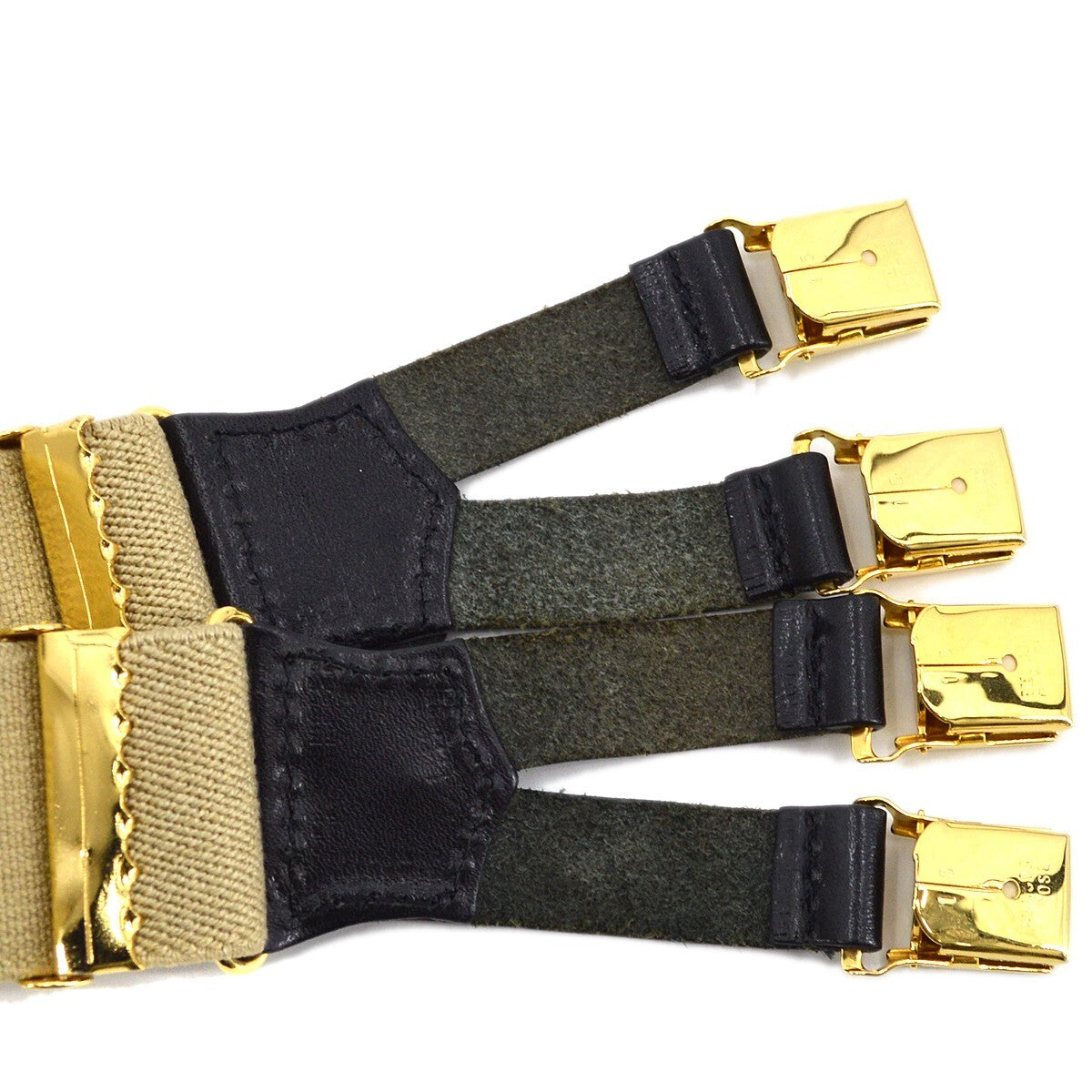 Chanel Logo Suspenders Canvas Beige Canvas Belts Accessory (Pre-Owned)